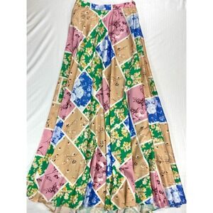 A.C.R. Floral Patchwork Maxi Skirt Womens Sz M Multicolor Bohemian Spring Flowy
